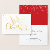 Feliz Natal Flocos de Neve Chic Script Dourado