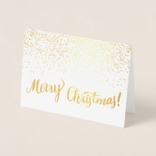 Cartão Metalizado Feliz Natal Moderno Tupografia de Script Sparkle