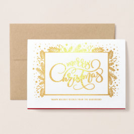 Cartão Metalizado Feliz Natal. Real Foto Personalizada do Luxo