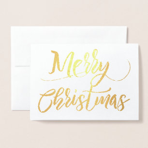 Cartão Metalizado Feliz Natal Simples com Folha de Ouro
