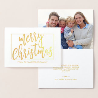 Cartão Metalizado Feliz Natal Trendy Manuscrito Dourado