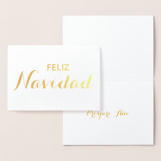 Cartão Metalizado Feliz Navidad Año Espanhol de Natal Elegante (Exibição)