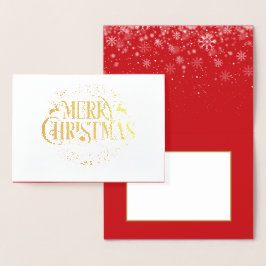 Cartão Metalizado Férias Feliz Natal Elegante Luxo Dourado