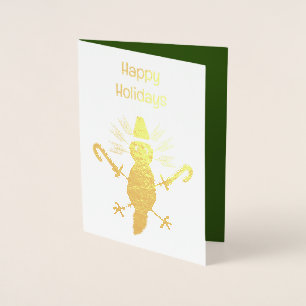 Cartão Metalizado Fixe de Natal Axolotl Personalizado