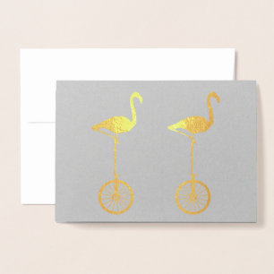 Cartão Metalizado Flamingos em Wheels Quirky Silhouette