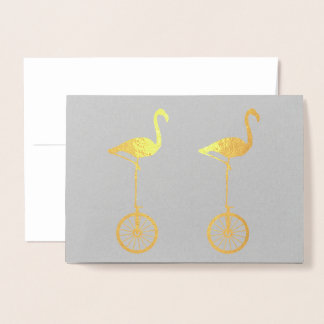 Cartão Metalizado Flamingos em Wheels Quirky Silhouette