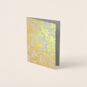 Cartão Metalizado Flor de Folha Azul Asiático