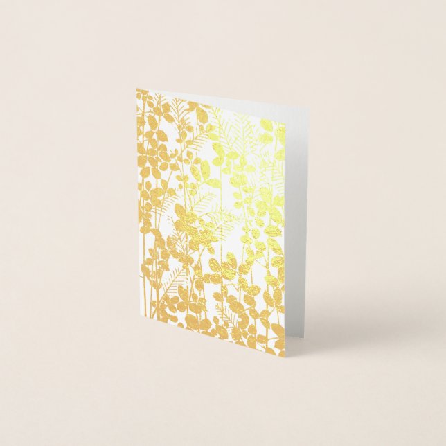 Cartão Metalizado Flor de Folha Azul Asiático (Frente)