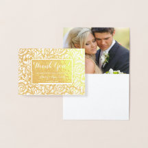 Floral Real Gold Foil Casamento Foto Obrigado