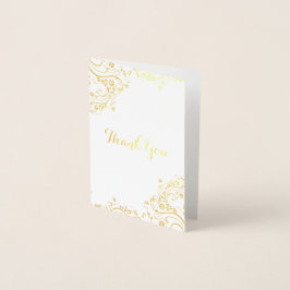 Cartão Metalizado Floral Swirl Corner Obrigado