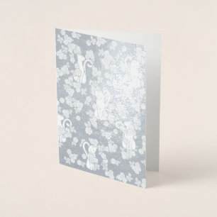 Cartão Metalizado Flores de Gatos Brancos