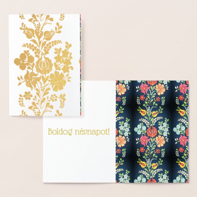 Cartão Metalizado Flores húngaras - luxo ouro (Exibição)