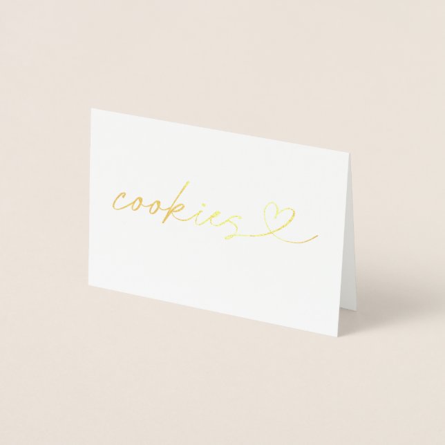 Cartão Metalizado Foil Cookies Food Label Wedding Table Card (Frente)