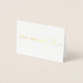 Cartão Metalizado Foil Ice Cream Food Label Wedding Table Card