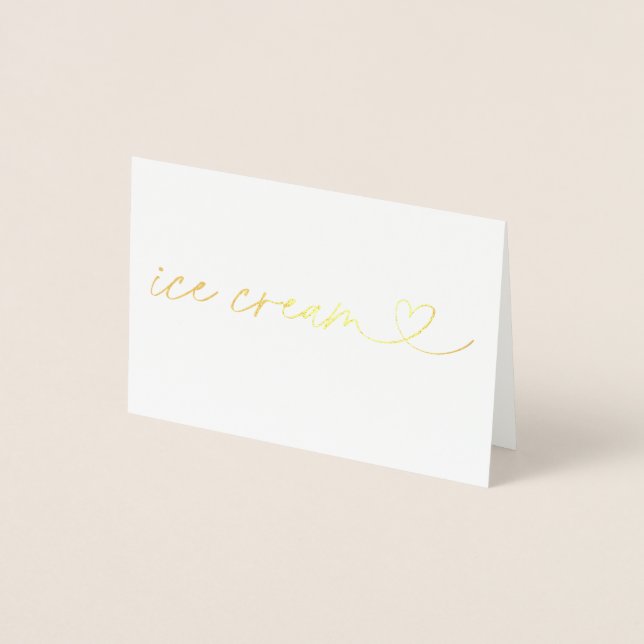 Cartão Metalizado Foil Ice Cream Food Label Wedding Table Card (Frente)