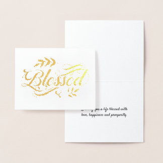 Cartão Metalizado Folha de Benção Mínima Elegante de Ouro