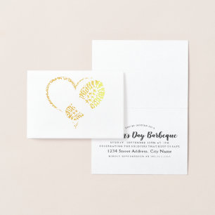 Cartão Metalizado folha de ouro cardíaca