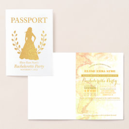Cartão Metalizado Folha de ouro de passaporte festa de solteira