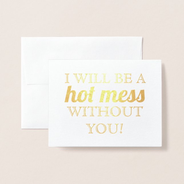 Cartão Metalizado Folha de Ouro | Engraçado Bridesmaid ou Madrinha d (Frente com envelope)