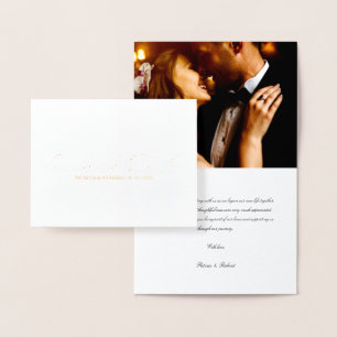 Cartão Metalizado Foto de Agradecimento de Casamento Amor e Gratidão