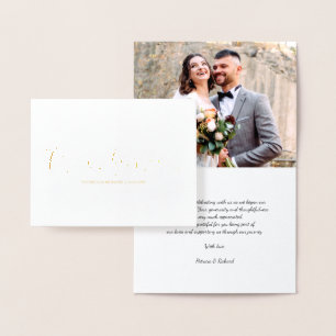 Cartão Metalizado Foto de Agradecimento de Casamento para Sempre em 
