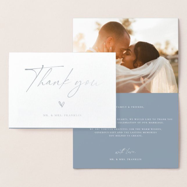 Cartão Metalizado Foto De Casamento Do Modern Boho - Obrigado (Exibição)