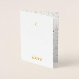 Cartão Metalizado Foto de Feliz ano novo Dourado