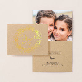 Cartão Metalizado Foto de Natal elegante, Feriado de Terras de Natal