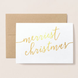 Cartão Metalizado Foto de Natal "Merriest Christmas" do script moder