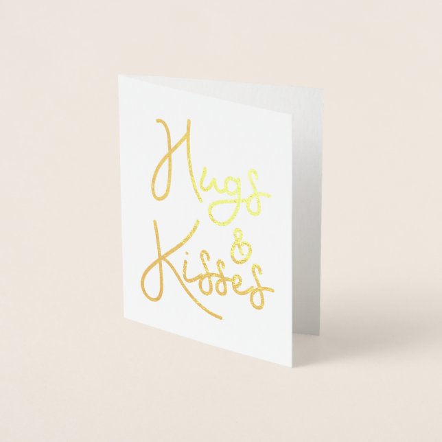 Cartão Metalizado Foto do Dia de os namorados "Hugs and Kisses" (Frente)