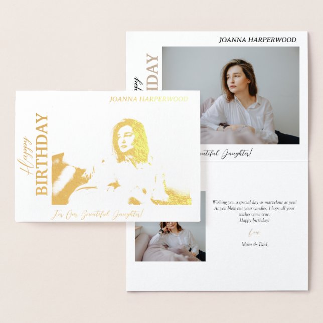 Cartão Metalizado Foto do Na moda de aniversário moderno Elegante si (Exibição)