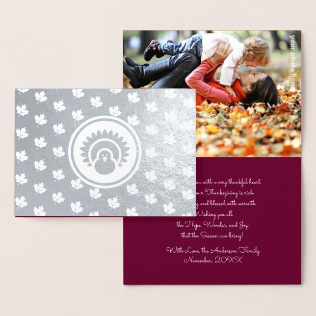 Cartão Metalizado Foto personalizada | Folhas de outono, Ação de Gra (Exibição)