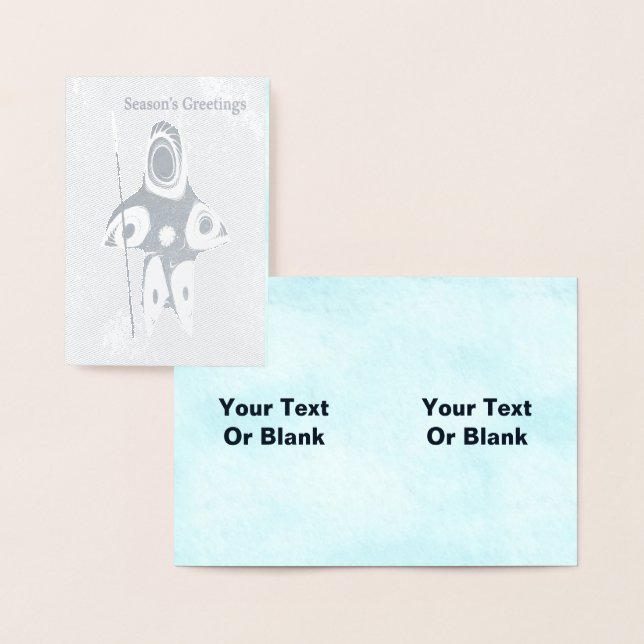 Cartão Metalizado Fractal Inuit Hunter - Saudações da Estação (Exibição)