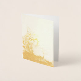 Cartão Metalizado Gatinho Fofo com uma Pata Estimulada