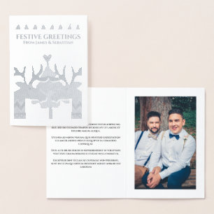 Cartão Metalizado Gay de Natal Personalizado para Reindeer Escandina