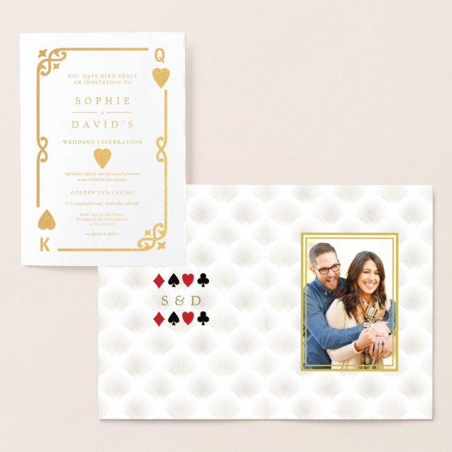 Cartão Metalizado Glam Dourado Gatsby Casino Las Vegas Casamento Pok (Exibição)