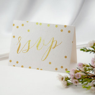 Cartão Metalizado Gold Confetti Folded RSVP