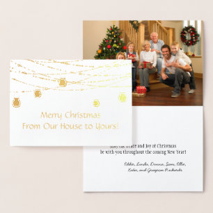 Cartão Metalizado Gold Foil Mason Jar String Lights