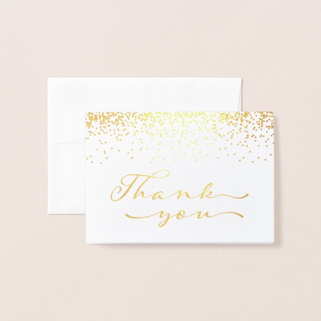 Cartão Metalizado Gold Foil Obrigado Notecard (Frente com Envelope)