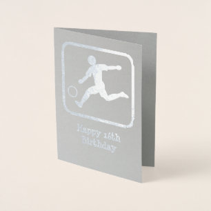 Cartão Metalizado Grevista com bola de futebol - texto e foto feitos