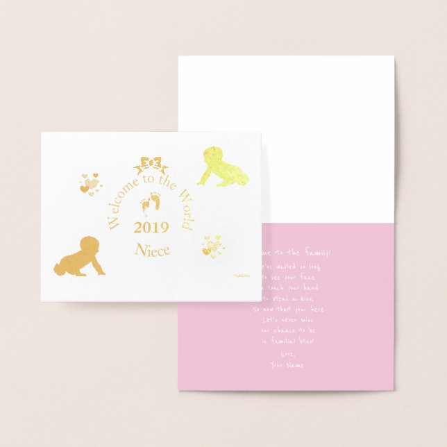 Cartão Metalizado HAMbWG - Bem-vindos ao mundo - sobrinha (Display)