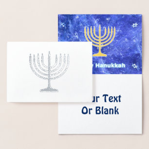 Cartão Metalizado Hanukkah Snowstorm Menorah