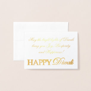 Cartão Metalizado Happy Diwali Gold Foil Elegante Typografia