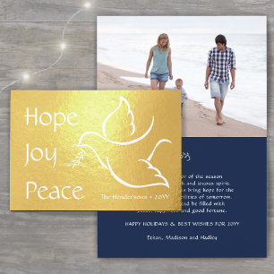Cartão Metalizado Holiday Dove Modern Hope Joy Peace Marinho Blue Ph