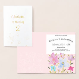 Cartão Metalizado Ilustração de Flores Silvestres em Aquarela Modern