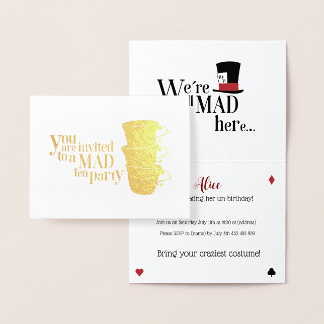 Cartão Metalizado Invitación Alicia Maravillas (Display)