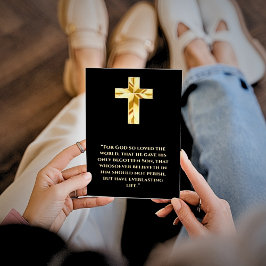 Cartão Metalizado John 3:16 Dourado Cross