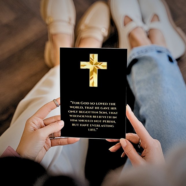Cartão Metalizado John 3:16 Dourado Cross (John 3:16 Gold Foil Gospel Track)