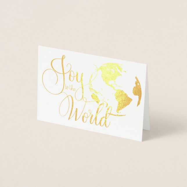 Cartão Metalizado Joy to the World Handlettered Christmas Foil Card (Frente)