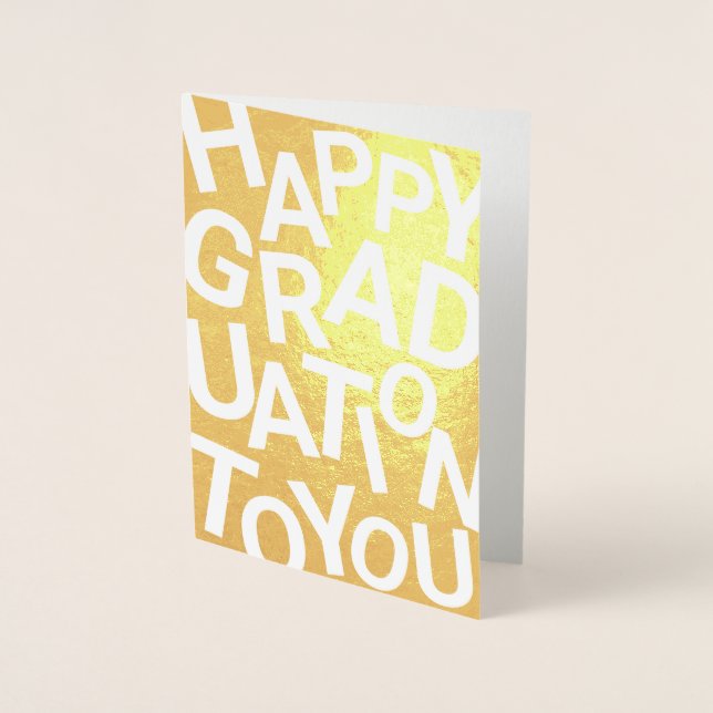 Cartão Metalizado Jumbled Letters Graduation Card, Modern Graduation (Frente)